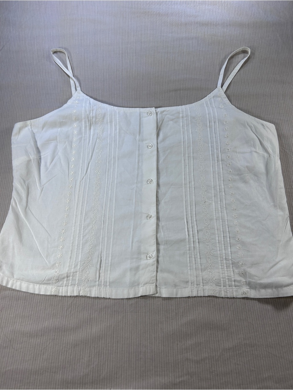 Women’s White Button-Front Romantic Cottagecore Spaghetti Strap Top by Old Navy
